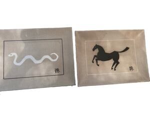 Hand-glazed ceramic rectangular border framing the serpent & Horse artwork Japan